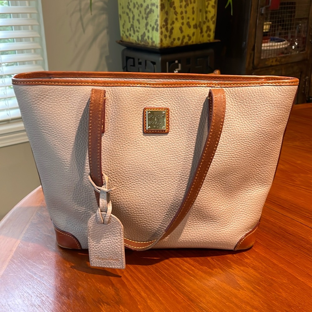 Dooney & Bourke Cream and Tan Tote with Leather Accents